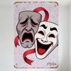 Винтажная металлическая жестяная вывеска с масками комедии и трагедии, ретро-пластина с театральным искусством для дома, бара, мужской комнаты, клуба