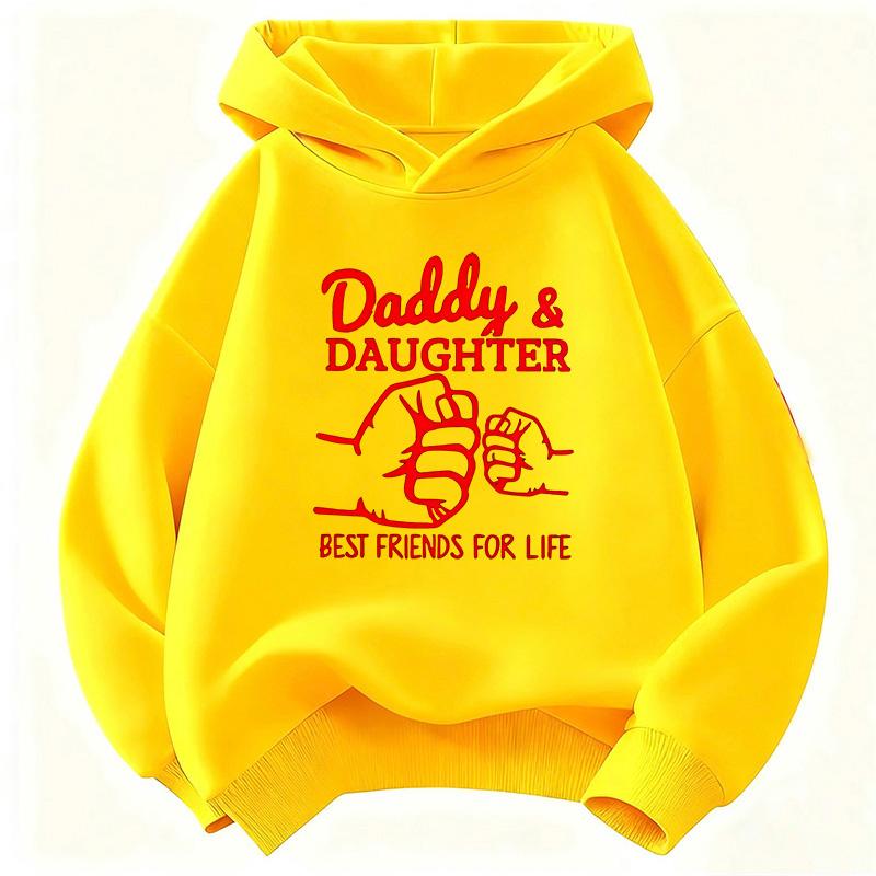Kids Hoodie Daddy & Daughter Best Friends For Life Fist Print Long Sleeve Hooded