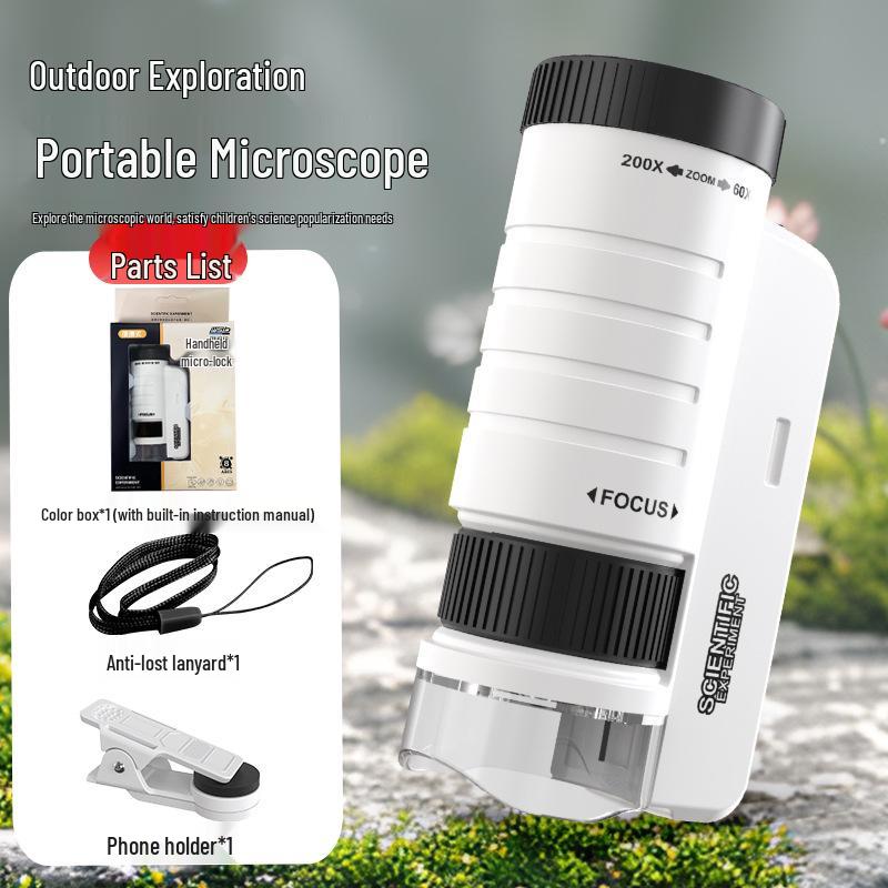 Портативный детский микроскоп, научный набор: Развивающая игрушка для учеников начальной школы, идеальный подарок для мальчиков и девочек
