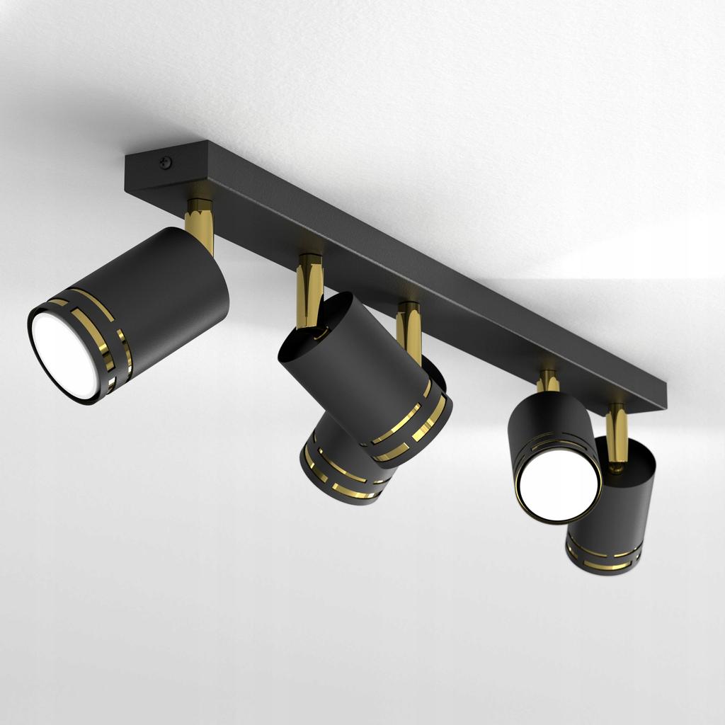 Plafon sufitowy czarny złoty ruchomy led gu10 polska lampa spot reflektor