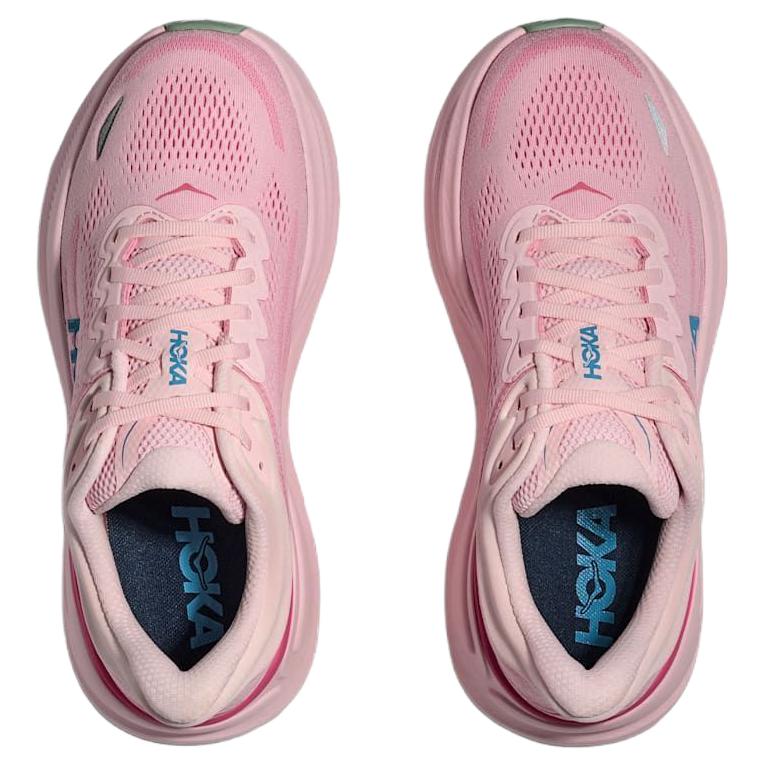 HOKA One One Bondi 9 износостойкие дышащие светоотражающие беговые кроссовки женские розово-голубые 1162012-RSTP