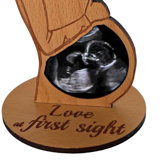 Ultrasound Photo Frame Desktop Decoration Wooden Baby Sonogram Picture Frame Ornament Pregnancy Announcement Expectant Mother