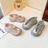 Kids Sports Shoes Mesh Breathable Girls Casual Shoes Pull Rope 2025 New Fashion Children Princess Shoes Non-slip Ins Trend Sweet