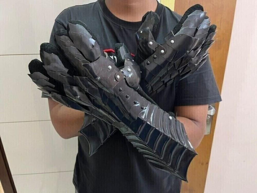 Средневековые стальные перчатки Назгула Костюм Наручи Доспехи