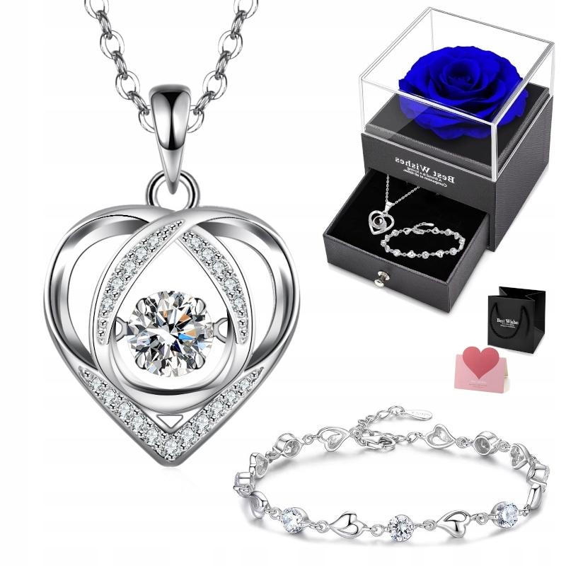 SILVER Necklace Women' Chain Heart Pendant As a gift + SET