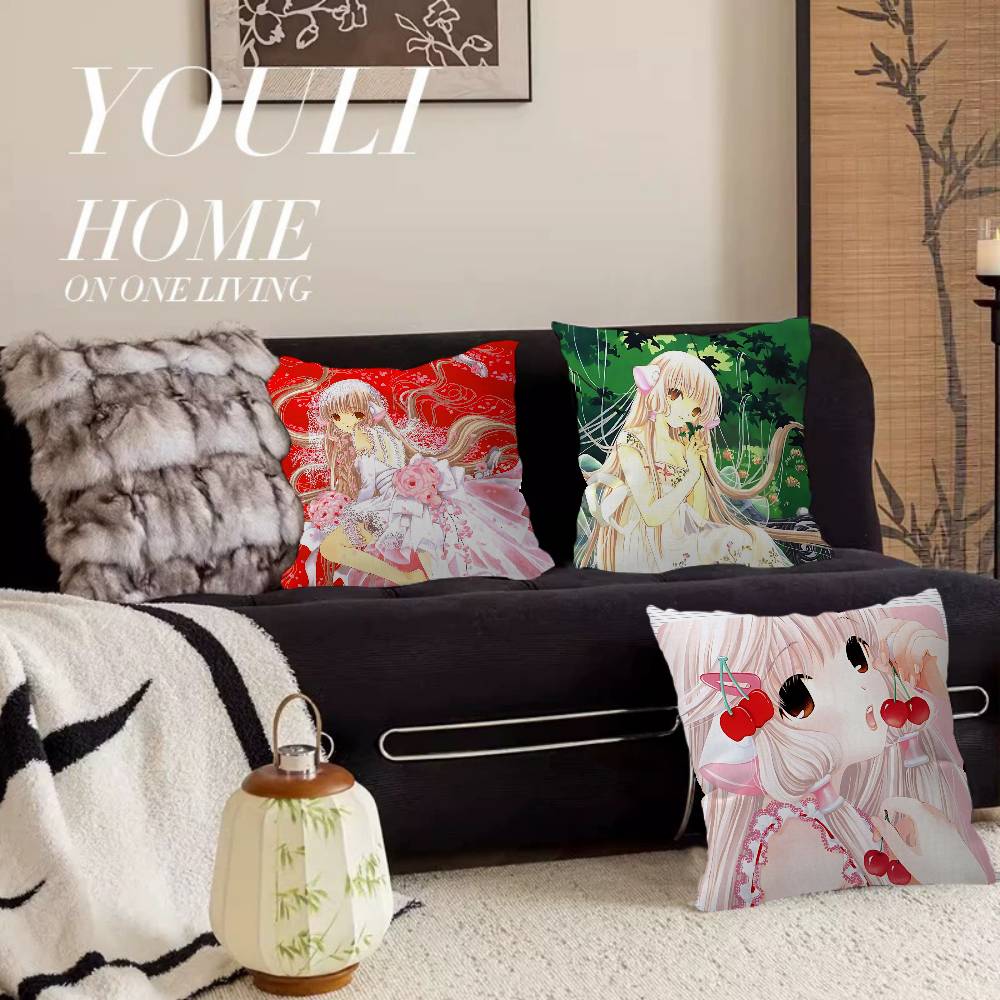 Beautiful Girls Romance C-Chobits Anime Cushion Cover Car Throw Pillow Case For Sofa Car Christmas Gift 40X40Cm 45X45Cm