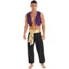 Mens Halloween Party Costume Sequin Trim Waistcoat Belted Pants Role Play Stage Performance Outfit