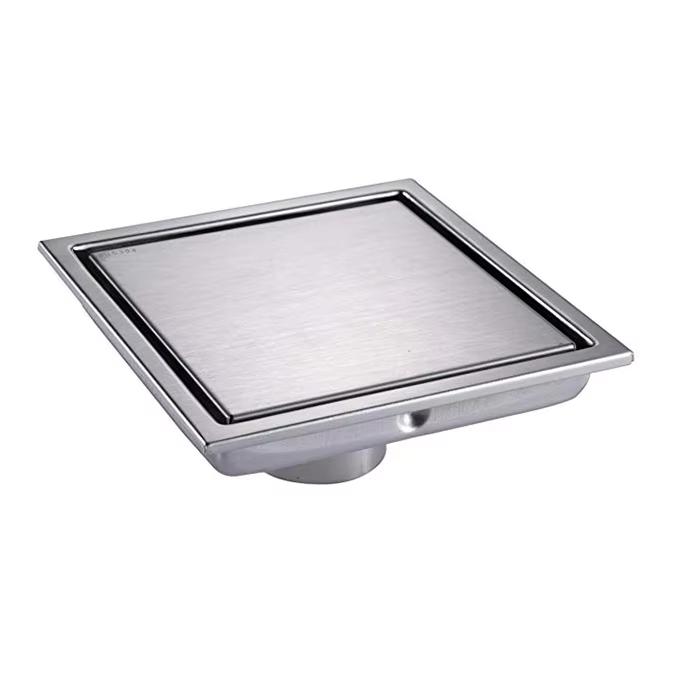 6-Inch Square Stainless Steel Shower Floor Drain Tile Insert Grate Flat Cover Modern Design Anti-Corrosion Easy Installation