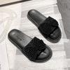 Slippers Women's Summer Wear New Pearl Bow Fashion One-word Mop Muffin Thick Bottom Cool Slippers