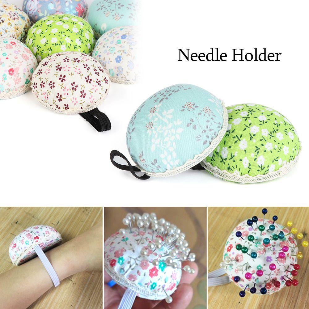 1Pc Cute Home Supplies Ball-Shaped Tool Needle Holder Wrist Strap Floral Sewing Pin Cushion