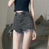 Broken Hole Denim Shorts Tide Women's Summer High-waisted Loose Thin Wide-legged Raw Edge Shorts