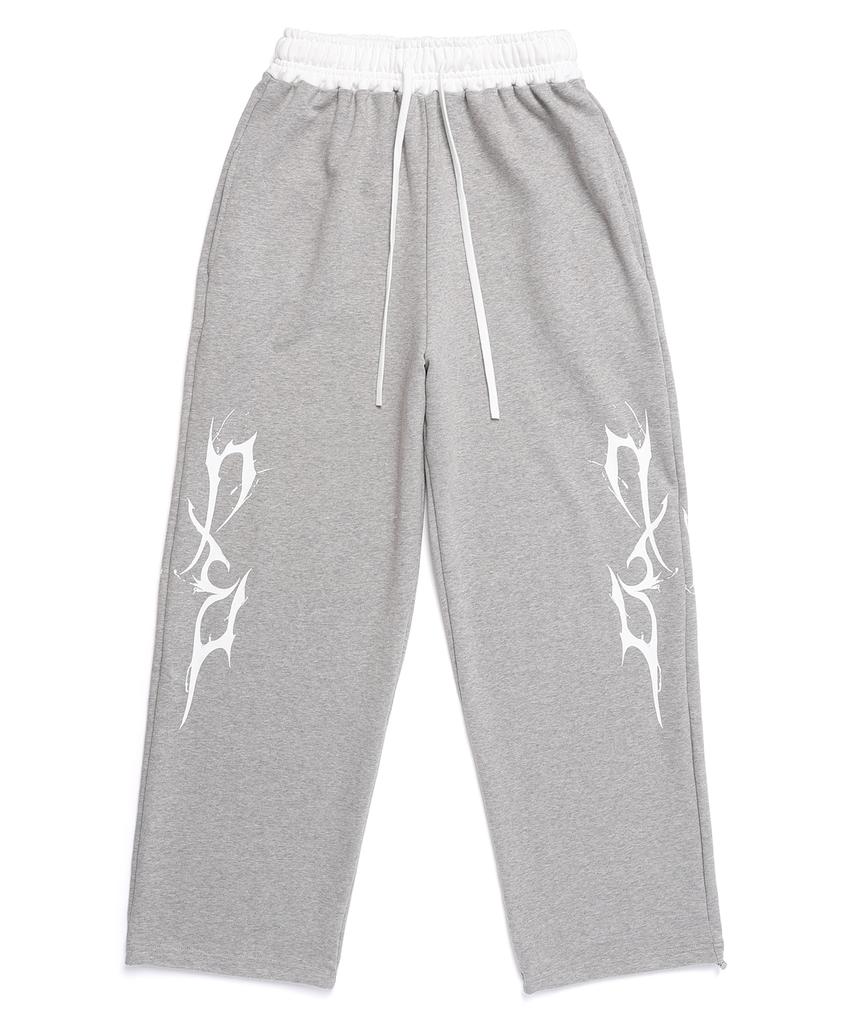 D.XO.H Summer Fabric Added) Contrast Obi Thunder Logo Pants Gray/Ivory