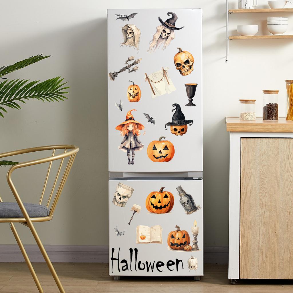 Halloween PVC Wall Stickers Amazon Pumpkin Skull Witch Halloween Tearable Decorative Wall Stickers