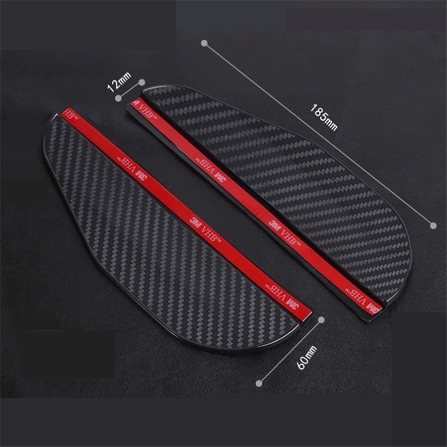 2Pcs Car Rear View Mirror Rain Shield Cover Mirror Rain Guard Carbon Fiber Style