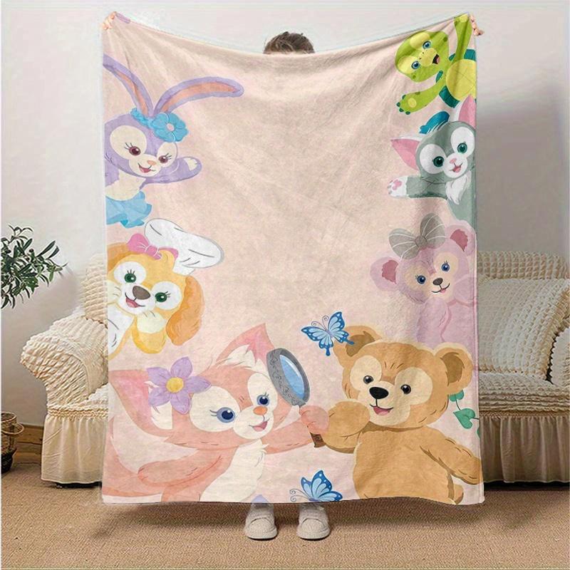 1pc, Duffy and Friends (3) Cozy Flannel Throw Blanket, Perfect Gift for Bedroom, Living Room, Travel, Camping, Car, Beach, Office Naps, Ideal Sofa Bla