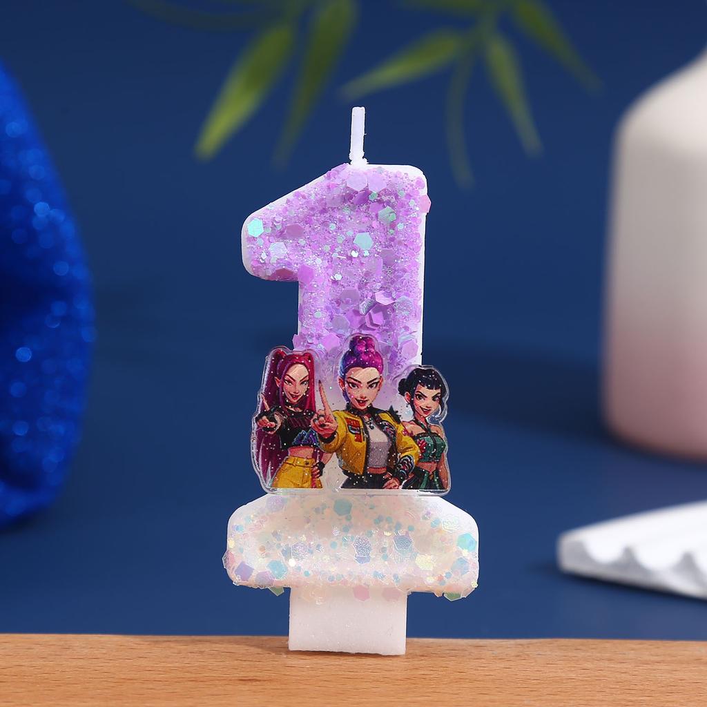NEW 0-9 Candle for KPop Demon Hunters Digital Candle Cake Decoration Numi Mira Zoe Cake Top Birthday Party Cake Decoration