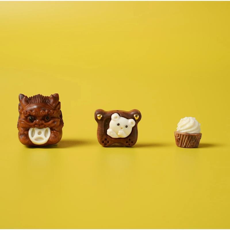 Майсурский сандал Инкрустированный Изысканные китайские аксессуары для мороженого Лев и Медведь