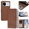 Happy Heart Pattern Magnetic Closure Vegan Leather Phone Case with Wrist Strap For Huawei Mate 60
