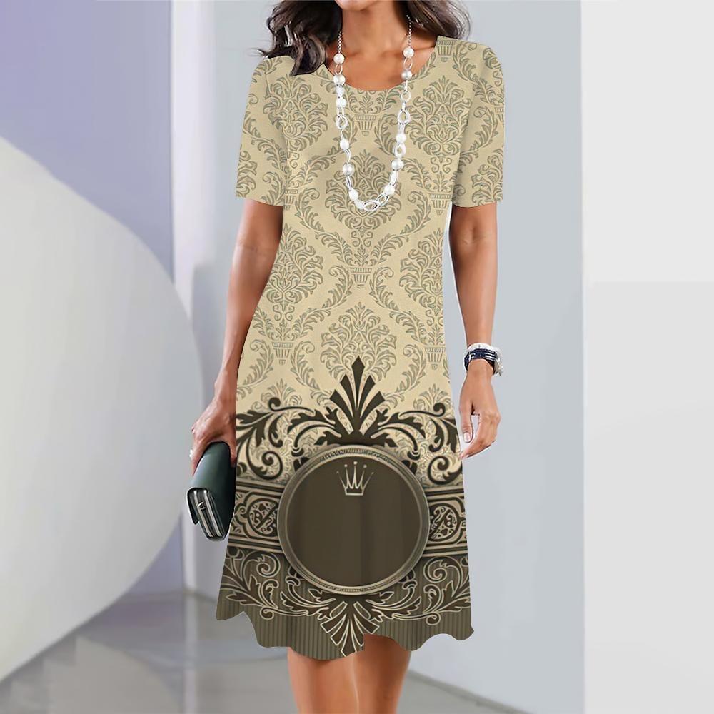 Новое женское платье с этническим принтом, элегантное и красивое, летнее платье миди больших размеров для женщин