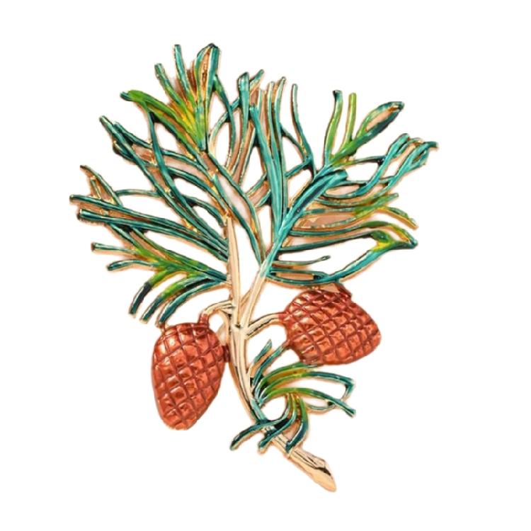 Художественная эмалевая брошь в виде осеннего листа, сочетающая винтажную эстетику и природный акцент для создания неповторимого образа