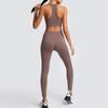Seamless Knitted Slim Hip Lifting Sweat Wicking Sports Bodysuit Back Fitness Bra Yoga Suit For Women Solid Color Set
