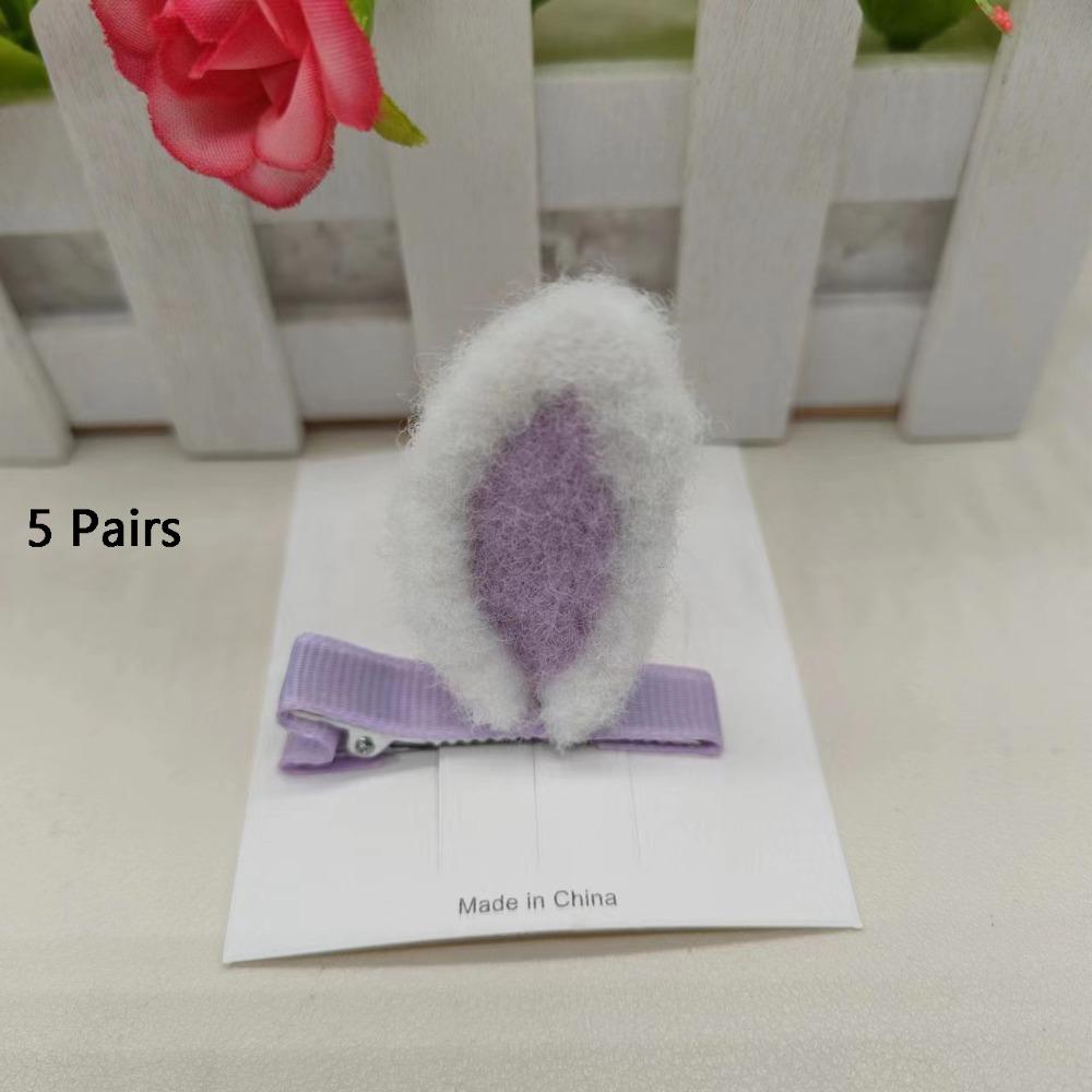 5 Pairs Soft Texture Rabbit Ears Hair Pin 3D Design 3D Hair Pin Hair Accessories For Children