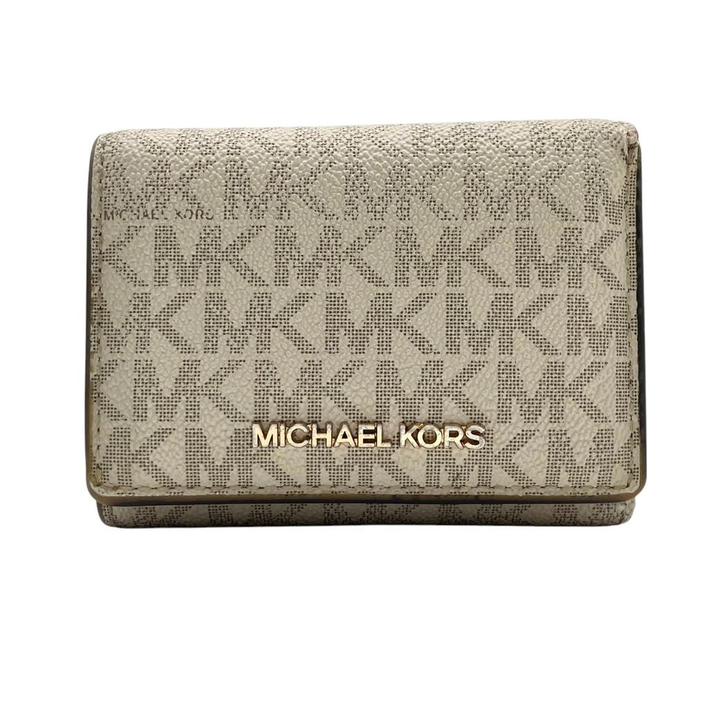 Used Michael Kors Tri-fold wallet Signature Trifold walletTri-fold wallet Ivory PVC/leather Women