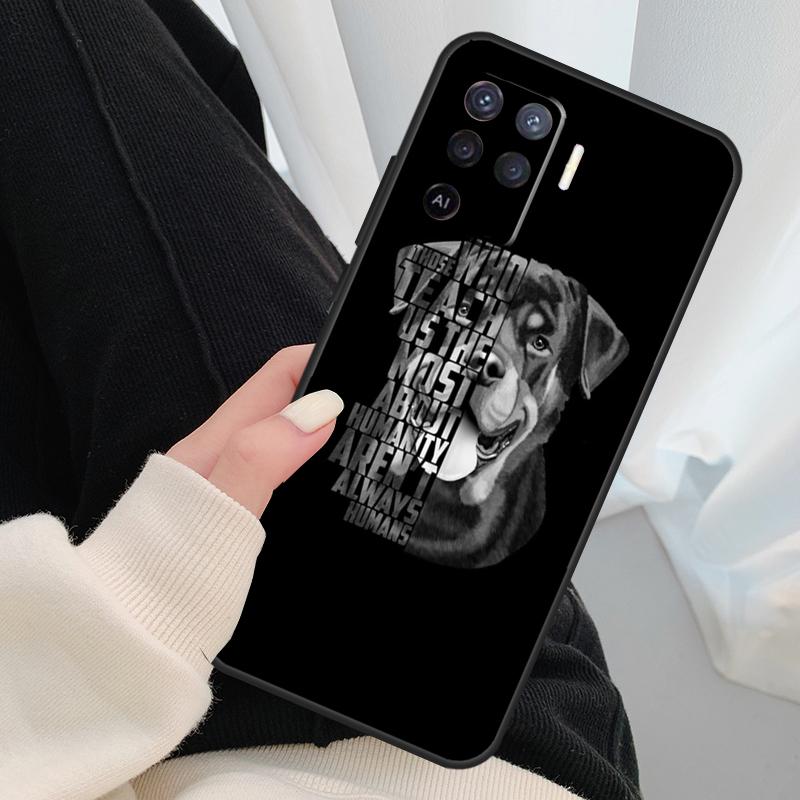 Cute Rottweiler Dog Case For Oppo A96 A76 A16 A60 A98 A58 A78 A18 A38 A80 A40 A77 A57 A17 A74 A54 A94 A15 A5 Pro