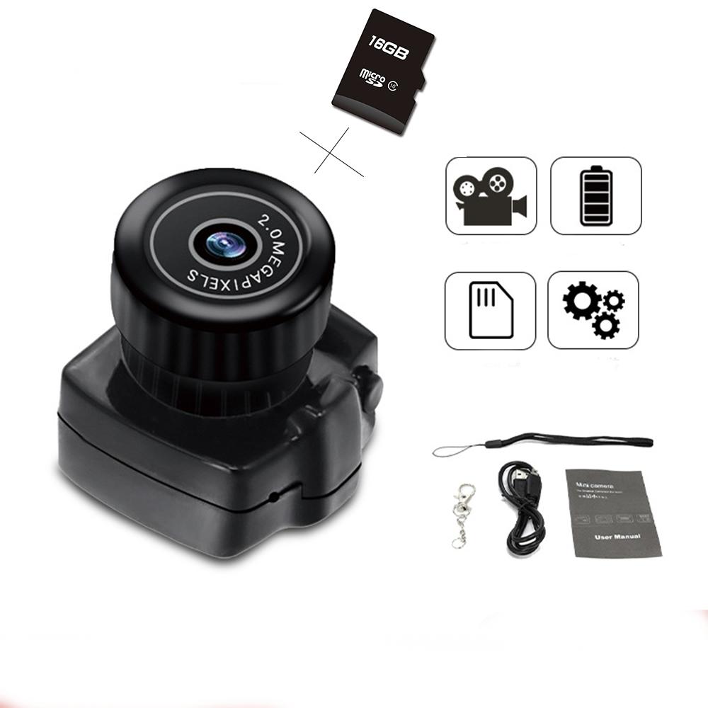 Y2000 Micro Hd с 16 ГБ небольшой камерой, подходящей для спортивной фотосъемки на открытом воздухе, запись одним щелчком мыши, широкоугольная фотография