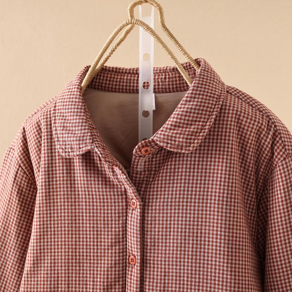 Стильная женская стеганая рубашка-куртка в клетку с хлопковым наполнителем - Коллекция Осень/Зима 2025, Теплый повседневный топ (Стиль 86536)