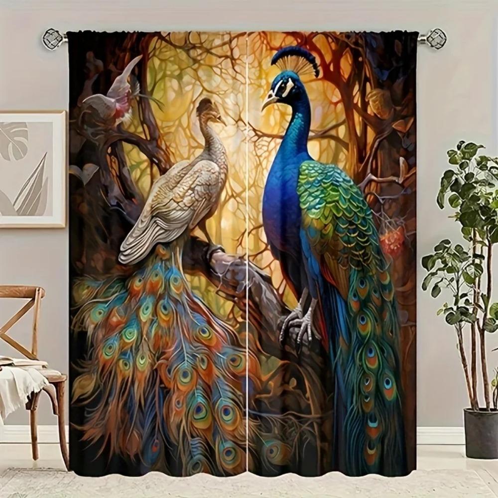 2 шт. Яркие шторы с рисунком Феникса для гостиной, спальни, украшения, 3D-цифровая печать, карманные шторы для гостиной, дома