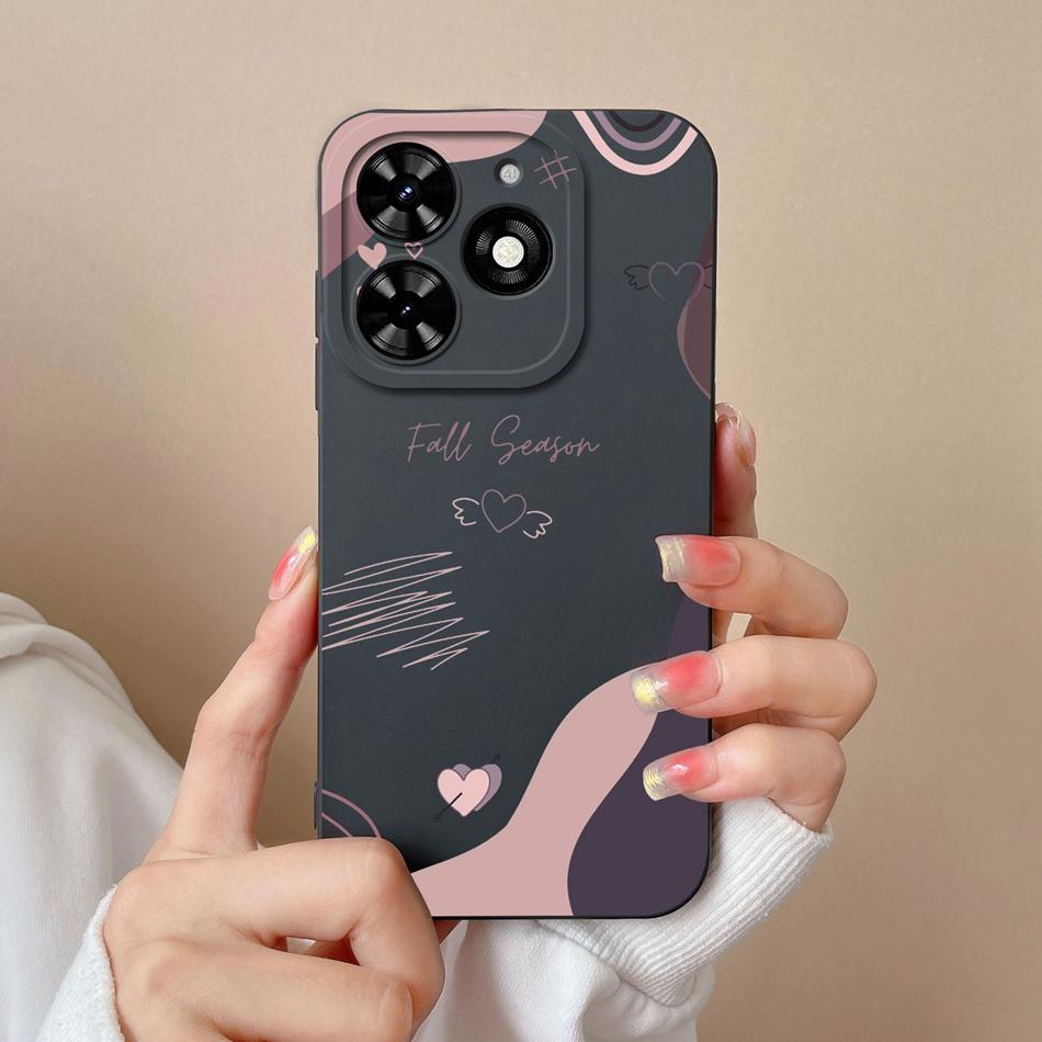 Чехол для Tecno Spark Go 2024 Простой Сердечко Мягкий Жидкий Силикон Защита Камеры Задняя Крышка Для Tecno SparkGo Funda Чехол для Телефона