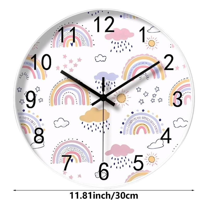 Colorful Kids Teaching Wall Clock Quiet Battery Operated Telling Time Learning Clock for Bedrooms Playrooms Classrooms