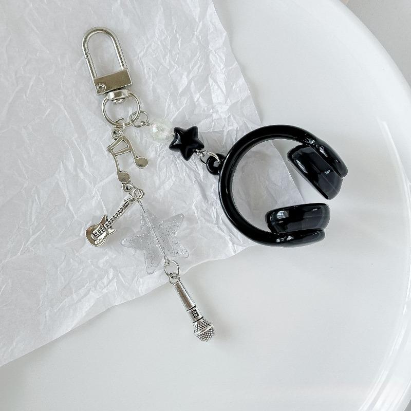 Ins Wind Music Headset Shape Mobile Phone Chain Personality Backpack Pendant Musical Note Keychain Creative High-value Pendant