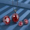 Ювелирные изделия Имитация Красный Корунд Яйцевидный Темперамент Ретро Комплект Главный камень 13 * 18-7 * 9