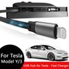 Для Tesla Model Y Juniper 2025 Выдвижной USB-хаб центральной консоли Модель 3 Highland Зарядное устройство для телефона Док-станция для быстрой зарядки