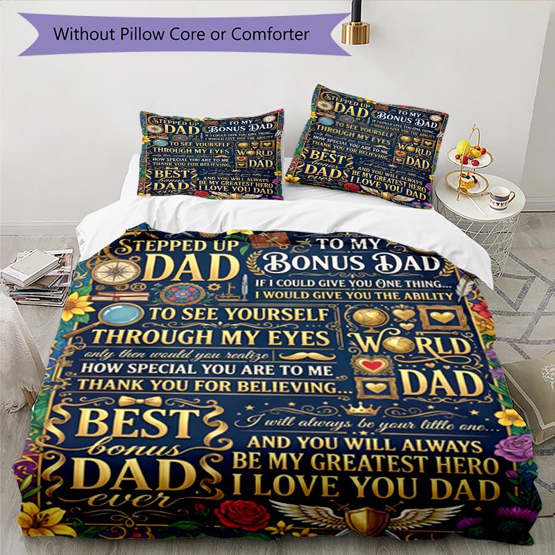 Love Dad Always 3‑Piece Bedding Set,Soft Duvet Cover with 19 Pillowcases,Multi‑Scene Home Dorm Use,Ideal Gift for Birthday & Holiday