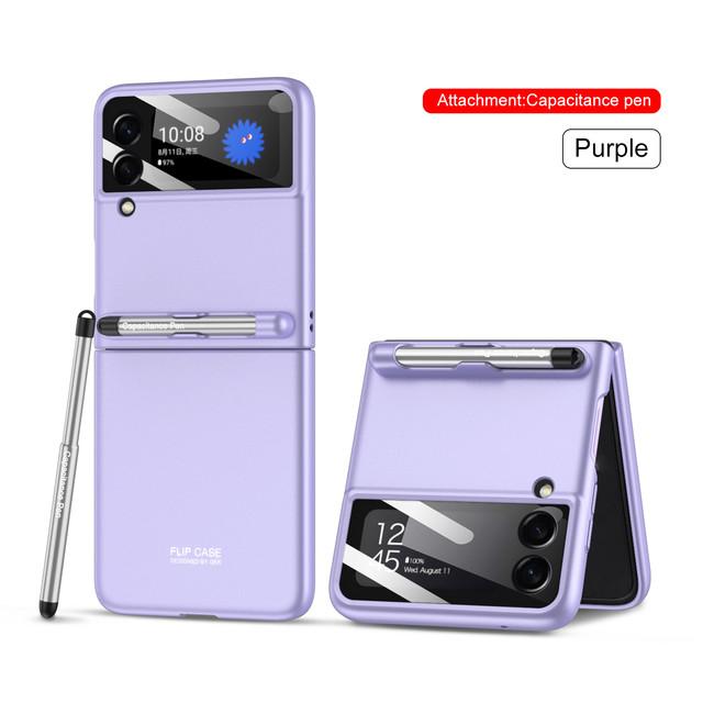With Pen Slim Fashion Phone Case For Samsung Galaxy Z Flip3 5g Flip 3 Lens Glass Protector Cover For Samsung Z Flip 3 Cases