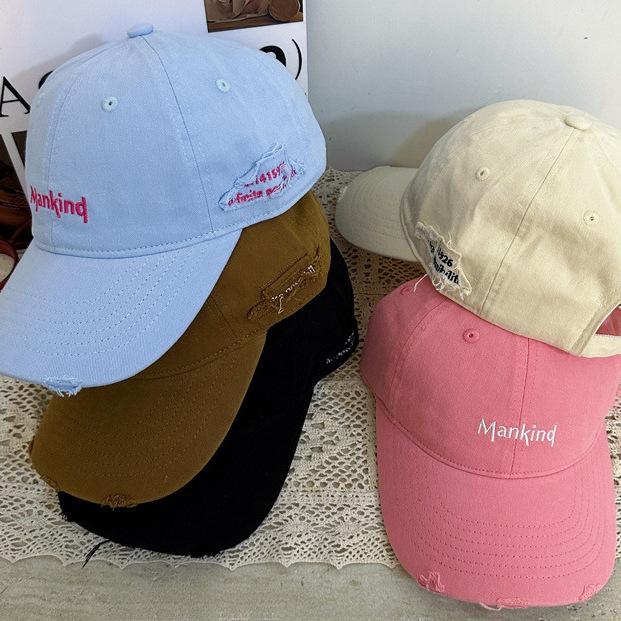 Embroidery Small Letters Solid Color Soft Top Hole Baseball Cap Men And Women Spring Casual Versatile Sunshade Sun Protection Japanese
