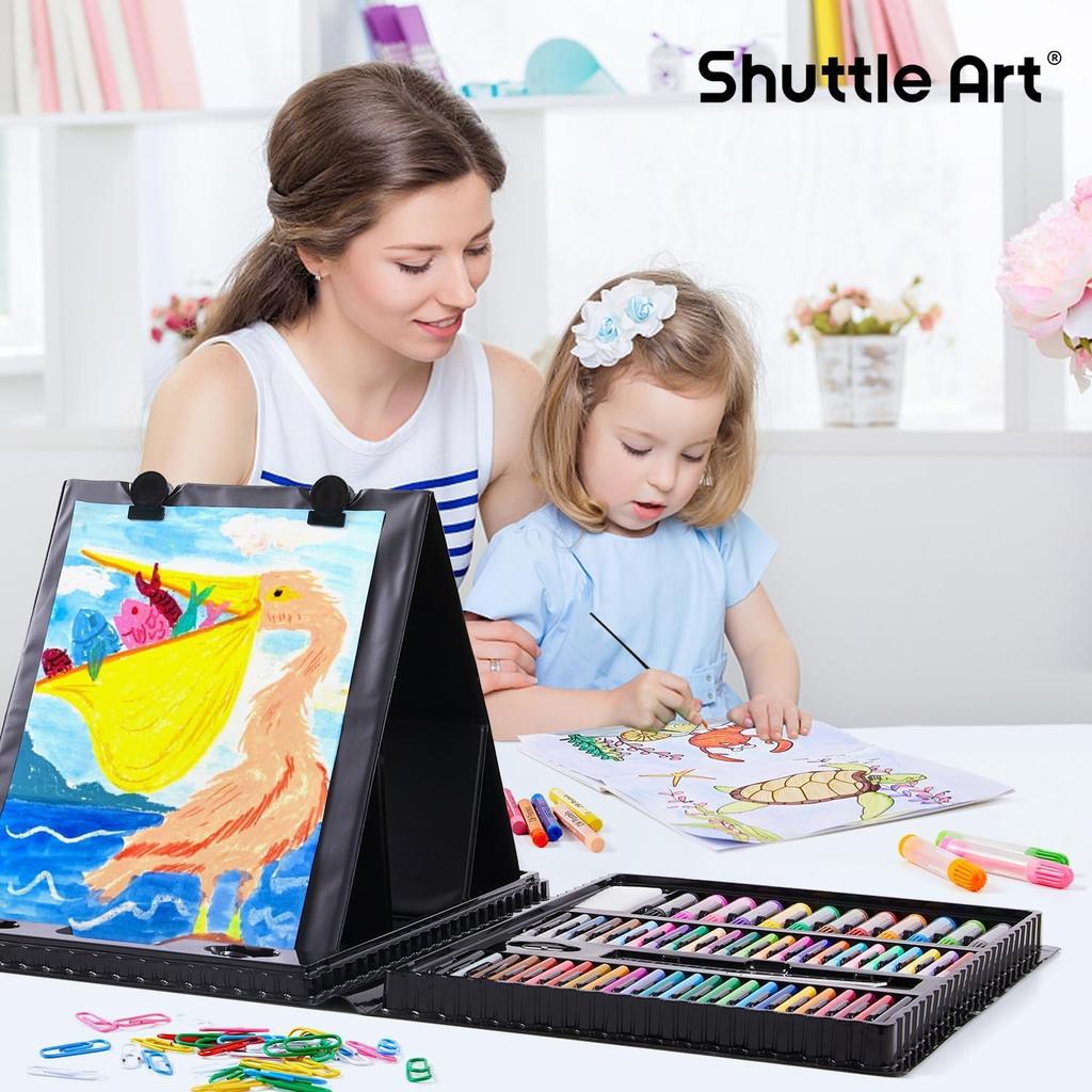 Shuttle Art 335-Piece Kids Art Set with Carry Case and Easel (Color Pencils, Crayons, Watercolors, Markers, Origami, Coloring & Sketch Pads)