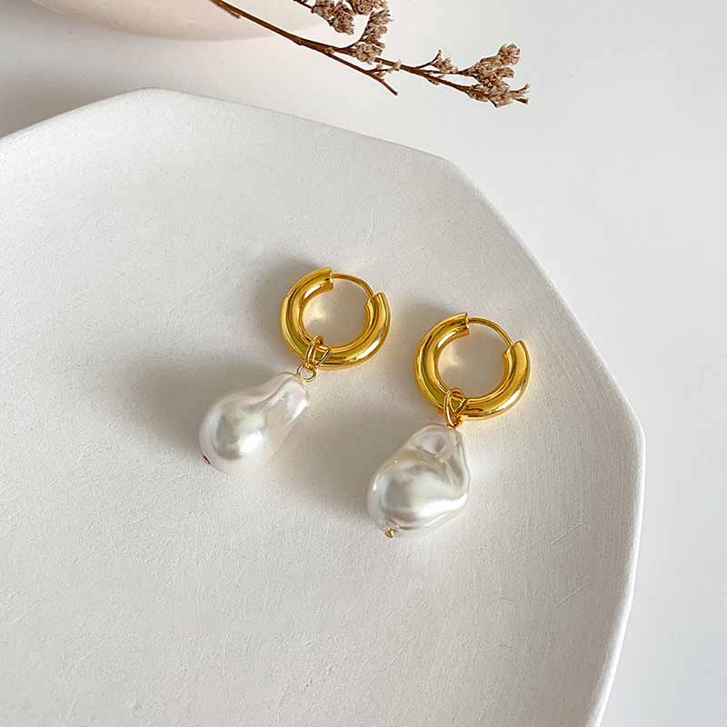 Серьги-кольца с подвесками из искусственного жемчуга для женщин, ювелирные аксессуары, высококачественные, универсальные, петли для ушей
