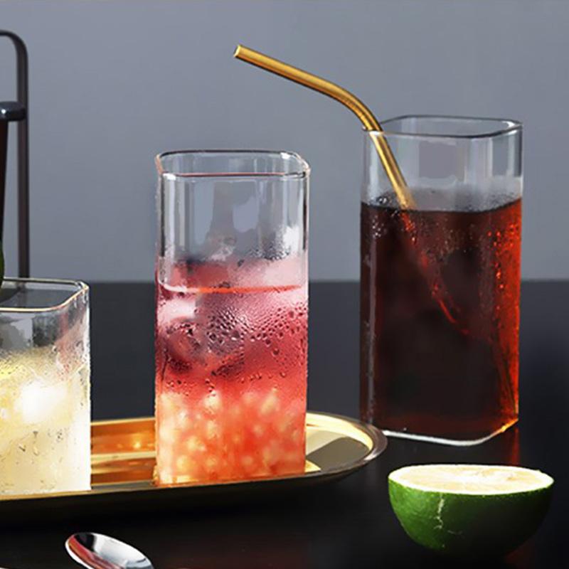 Квадратная стеклянная прозрачная кружка для холодных напитков, большая емкость, ледяная вода, молоко, чай, чашка для питья, бокал для вина, кофейная чашка для ресторана, бара, дома