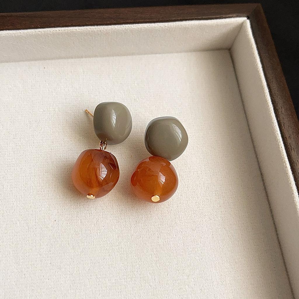 Винтажные серьги-кофе Maillard Женские серьги с литературным темпераментом Акриловые серьги-мазки Нишевые Высококлассные Осенне-зимние серьги