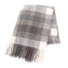 Excellent Shawl Large Checked Fringed Scarf Gray White Alpaca Women Used