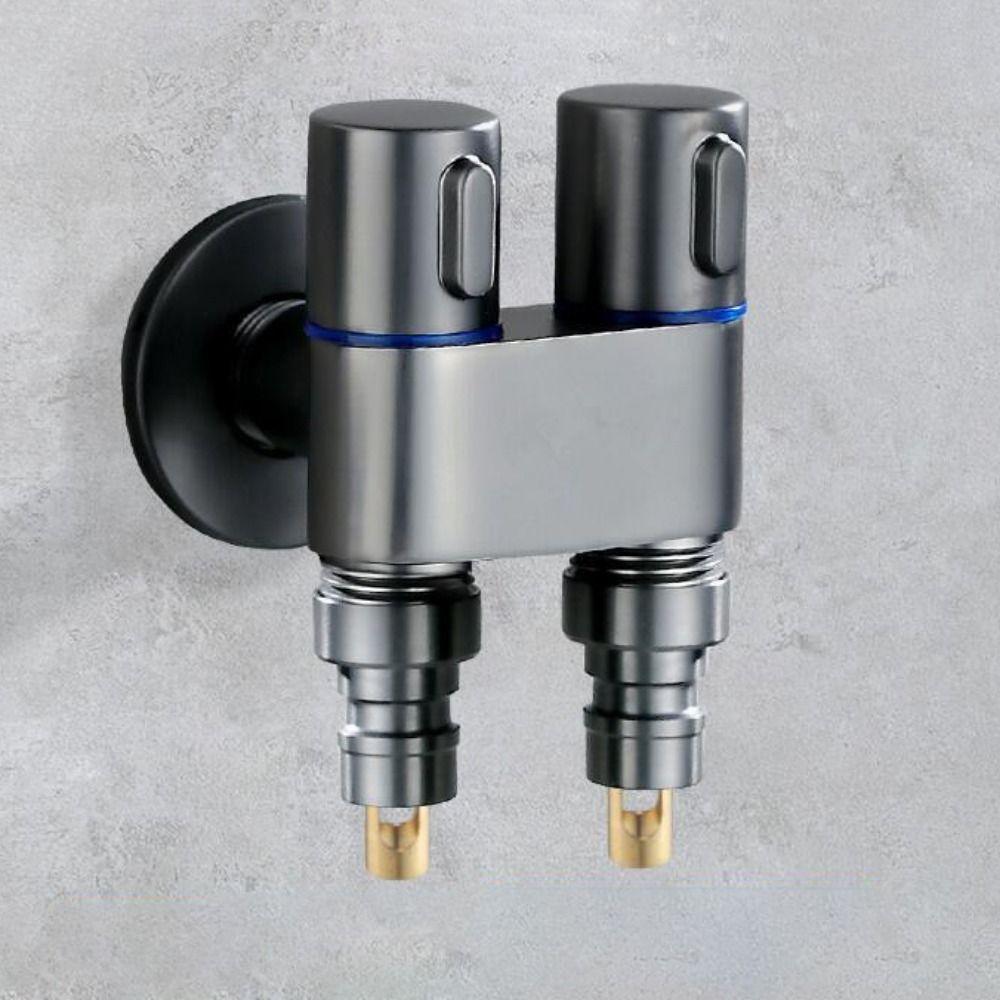 Dual Control Washing Machine Faucet Automatic Water Stop Angle Valve Bathroom