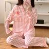 Autumn New Pure Cotton Cartoon Lapel Long-sleeved Two-piece Silk Pajamas Women's Home Wear Set Women's Pajamas