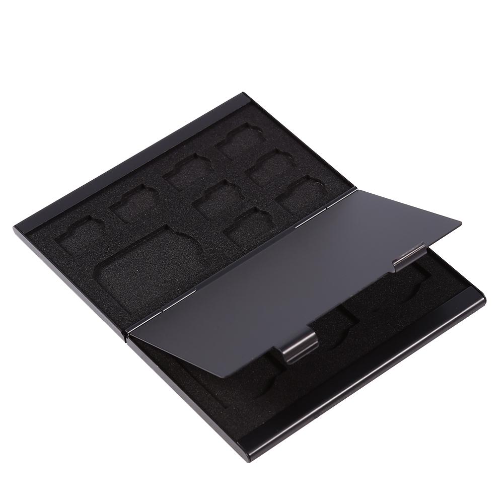 12 Slots Aluminium Box Case For Card And TF Card Holder(Black)