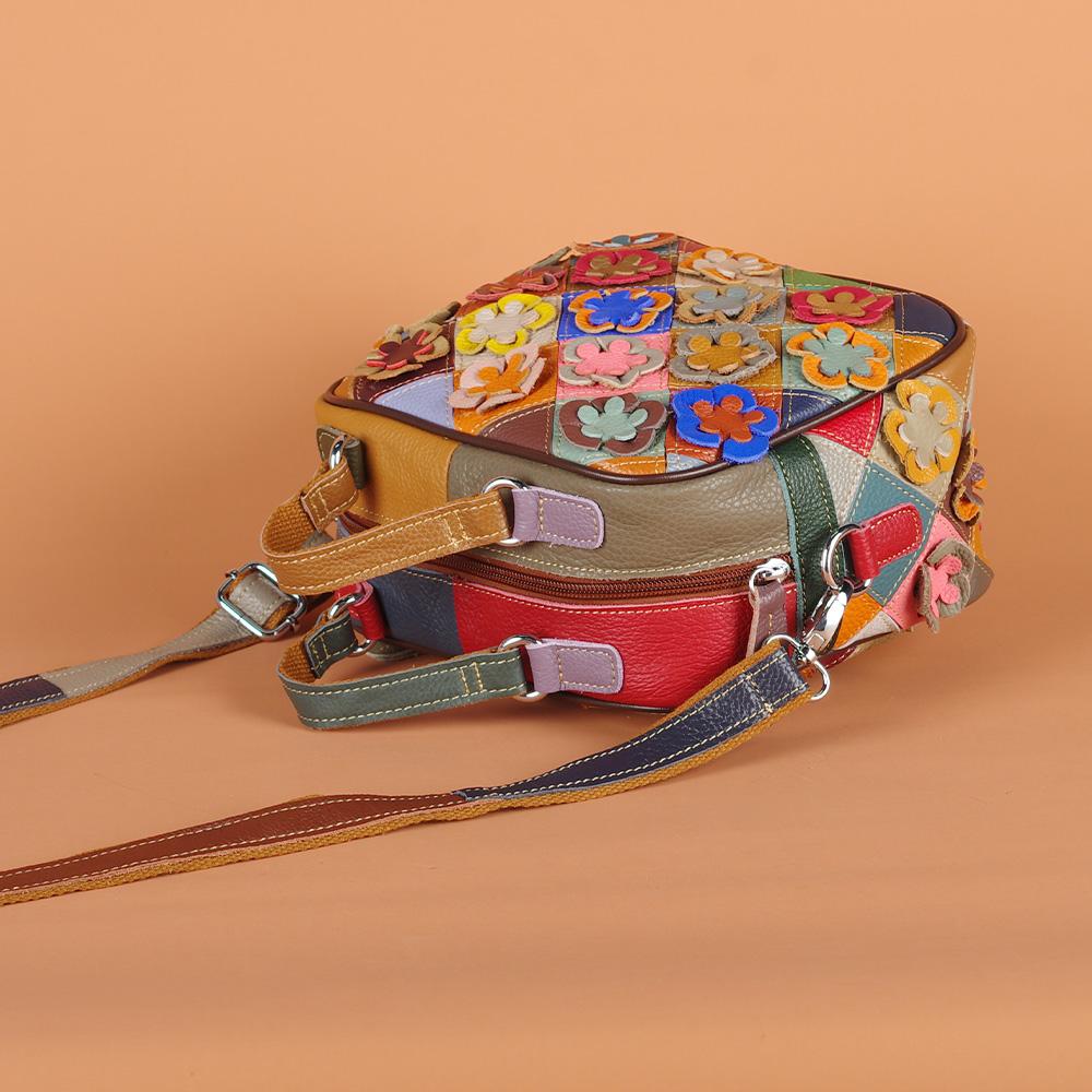 Женская сумка через плечо из натуральной кожи, вышитая вручную, цветочная, ромбовидная, маленькая квадратная сумка