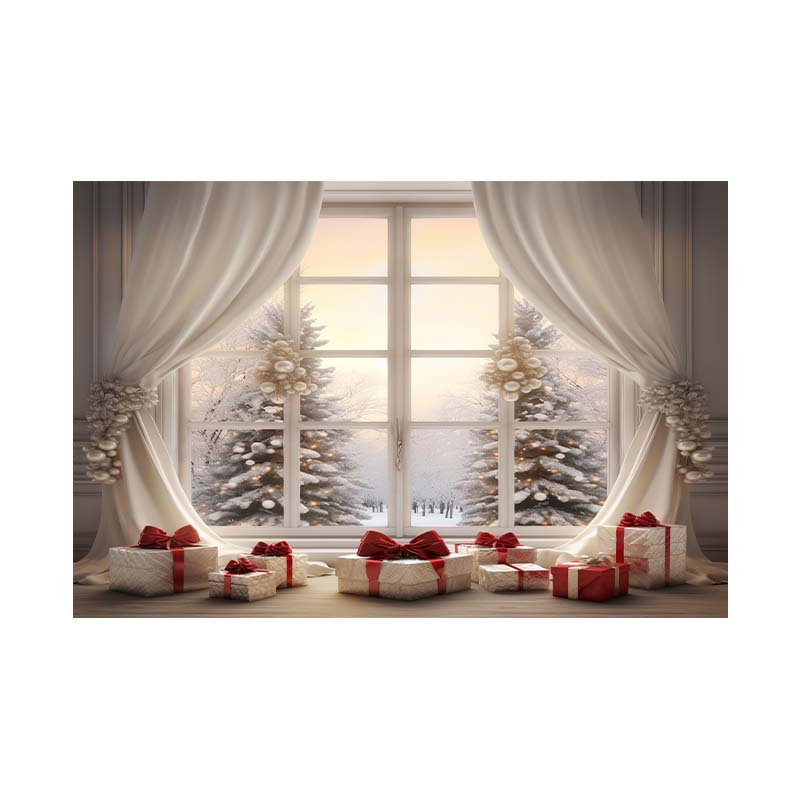 Indoor Sill Window Winter Snow Scene Children Shooting Background Cloth Background Wall Decoration Photo Cloth