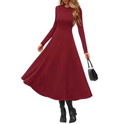 Женское модное повседневное элегантное скромное зимнее платье для вечеринки А-силуэта, миди-платье с длинным рукавом